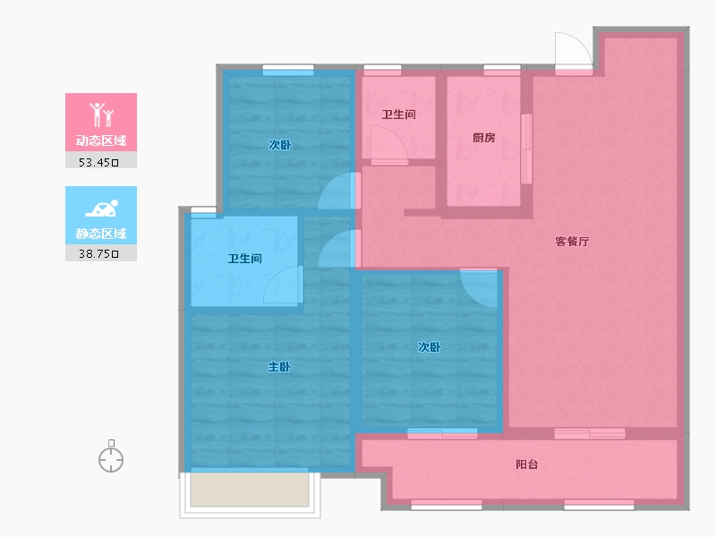 陕西省-西安市-金地中央公园二期-90.01-户型库-动静分区