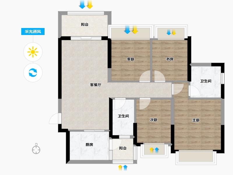 广东省-中山市-恒大御府-88.07-户型库-采光通风