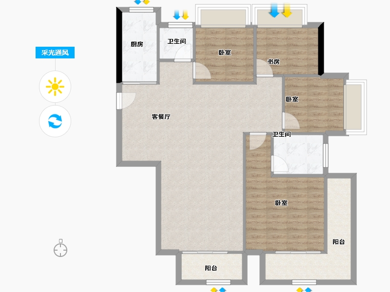 广西壮族自治区-南宁市-光明城市-104.77-户型库-采光通风