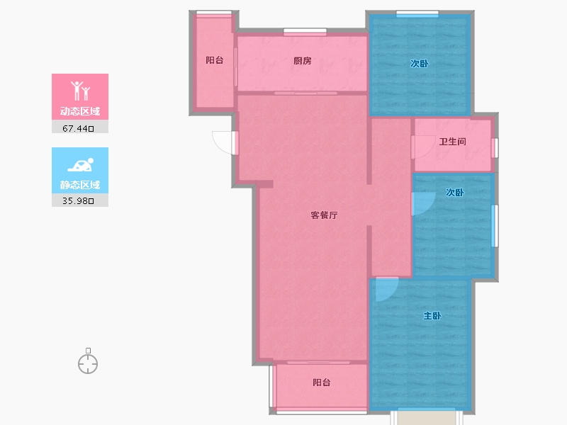 河北省-唐山市-和顺园-94.65-户型库-动静分区