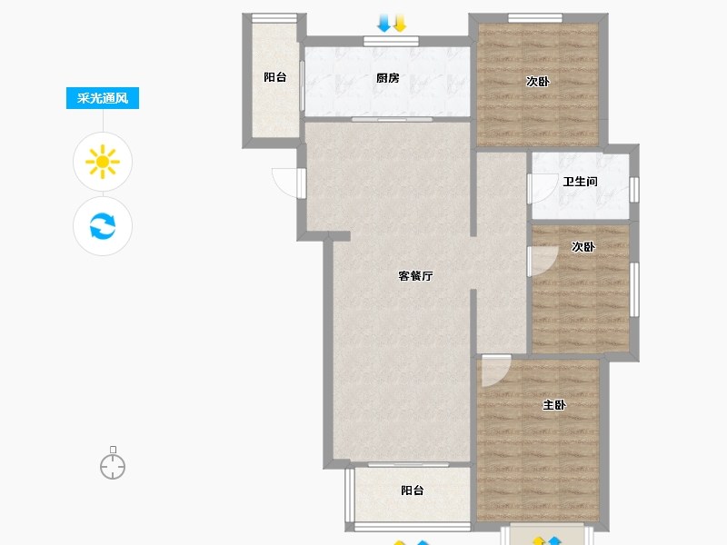 河北省-唐山市-和顺园-94.65-户型库-采光通风