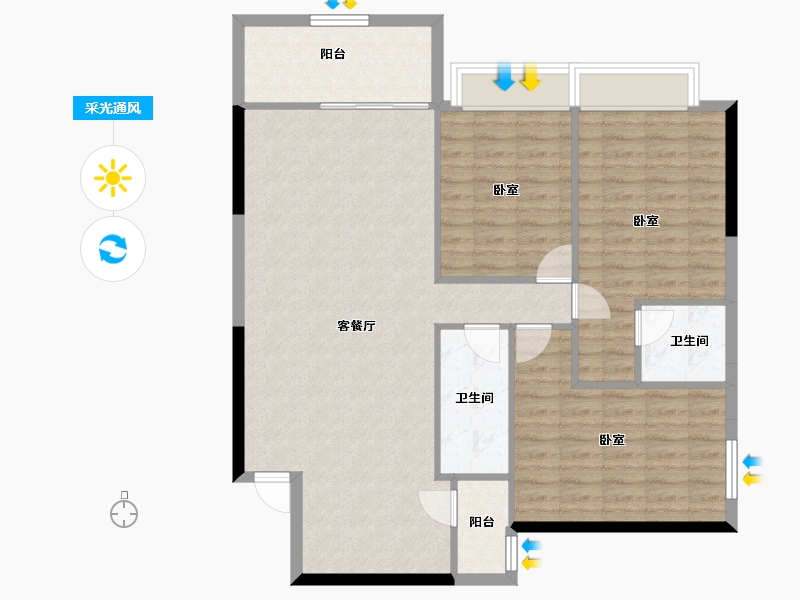 广西壮族自治区-柳州市-金绿洲小区-105.77-户型库-采光通风