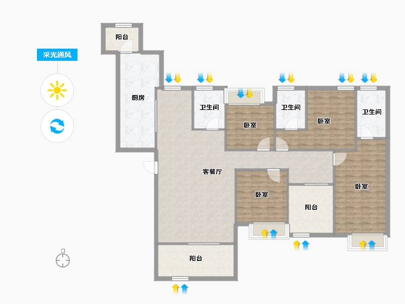 广东省-惠州市-南国园-144.14-户型库-采光通风