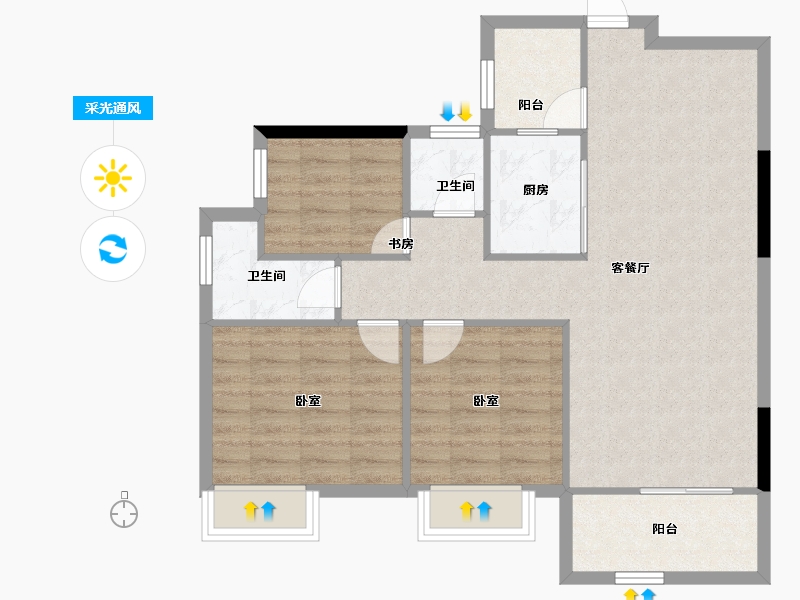 广西壮族自治区-南宁市-翠湖名都-80.76-户型库-采光通风