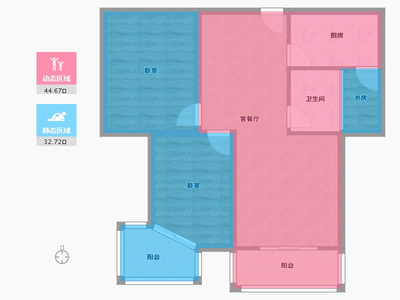 河南省-郑州市-阳光花苑-69.07-户型库-动静分区