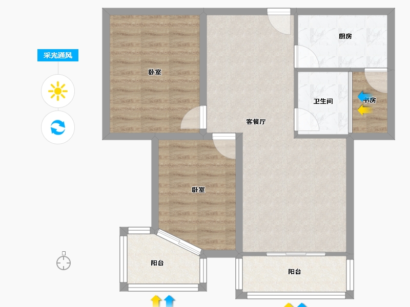 河南省-郑州市-阳光花苑-69.07-户型库-采光通风