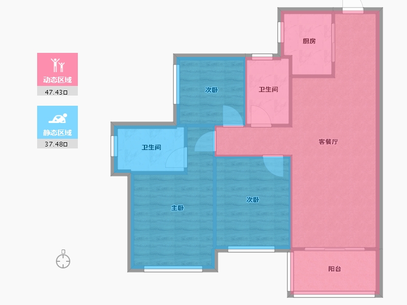 广东省-佛山市-龙光天阙-72.81-户型库-动静分区