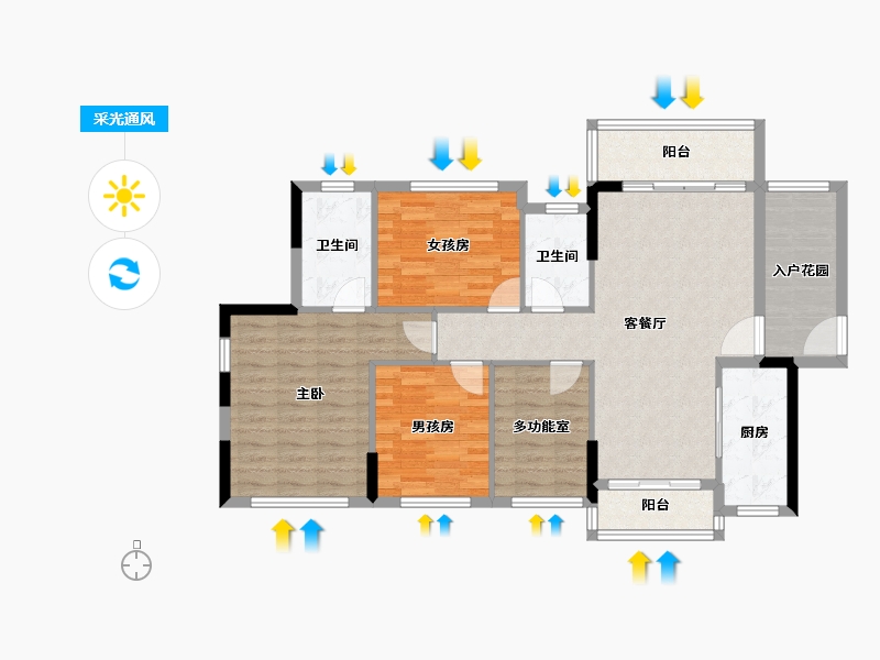 广东省-中山市-碧桂园新仕界-103.46-户型库-采光通风