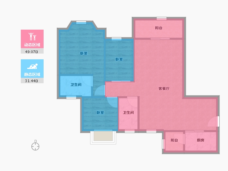 广东省-惠州市-广安花园-72.67-户型库-动静分区