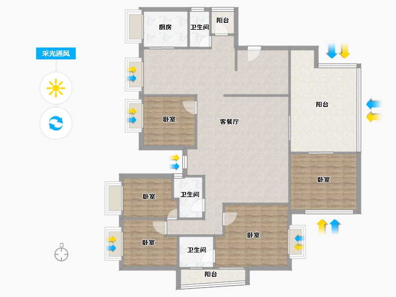 广东省-深圳市-皇御苑-156.98-户型库-采光通风