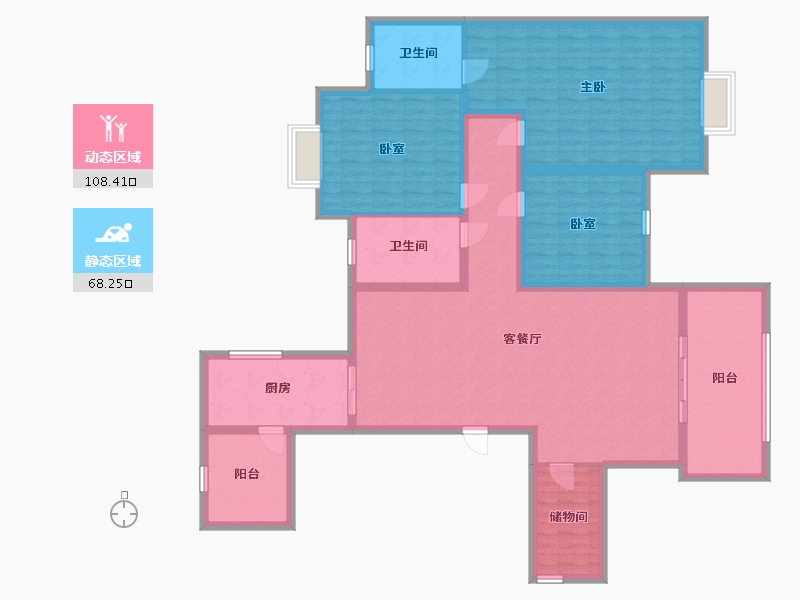 湖南省-株洲市-华晨山水洲城-160.00-户型库-动静分区