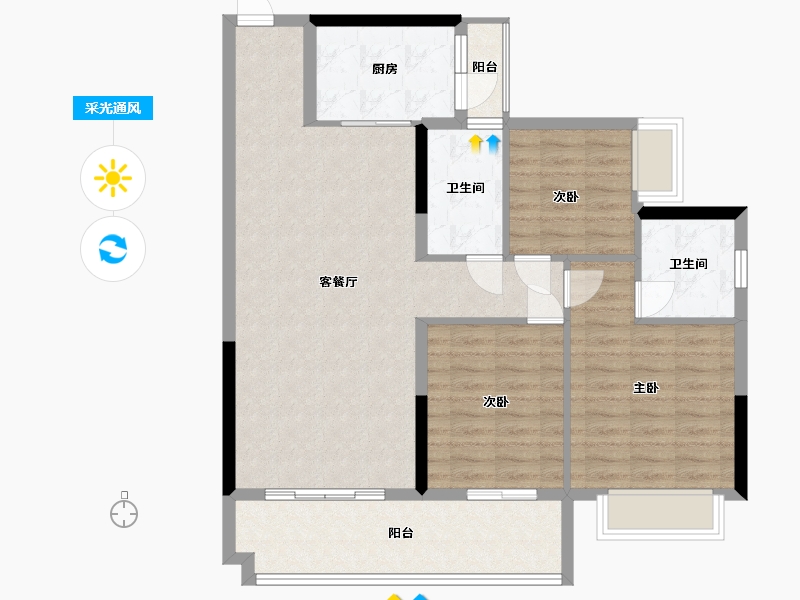 广东省-阳江市-锦峰湖景-92.80-户型库-采光通风