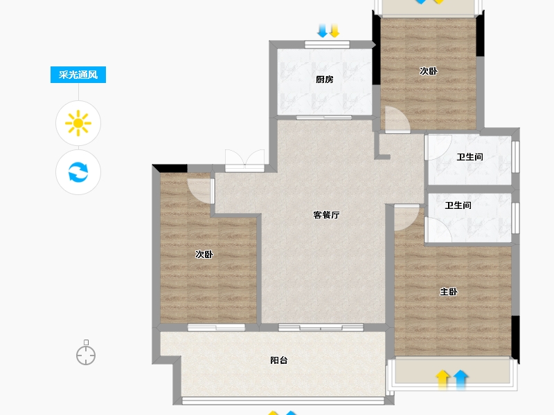 江苏省-镇江市-嘉源首府-93.57-户型库-采光通风