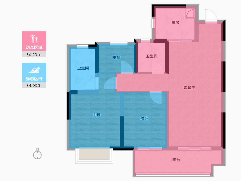 浙江省-宁波市-悦隽明湖府-74.22-户型库-动静分区