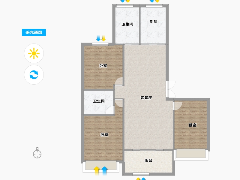 山东省-临沂市-房源印象雅园-114.73-户型库-采光通风