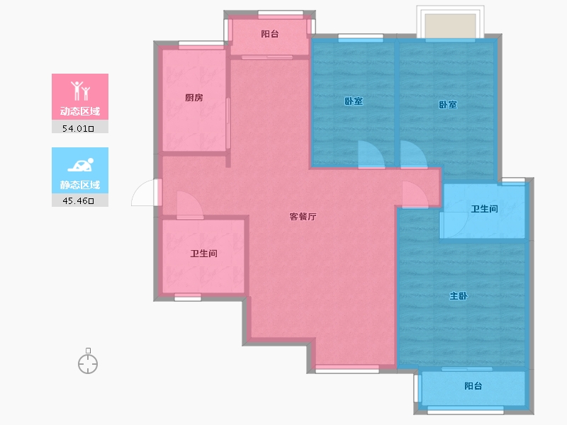 陕西省-西安市-西安龙湖香醍蓝湾7期-96.00-户型库-动静分区