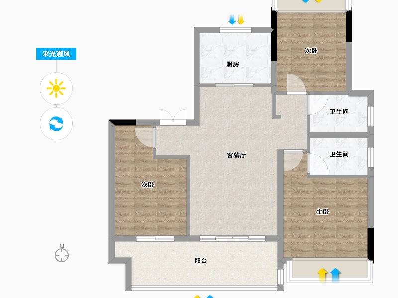 江苏省-镇江市-嘉源首府-96.00-户型库-采光通风