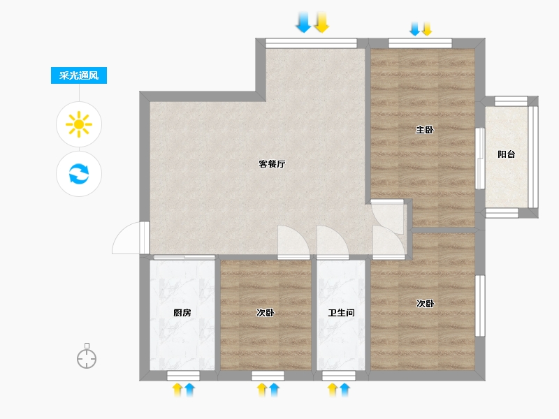 广东省-深圳市-皇星阁-63.20-户型库-采光通风