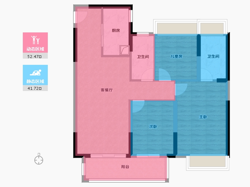 湖北省-武汉市-中交越秀知园-89.10-户型库-动静分区