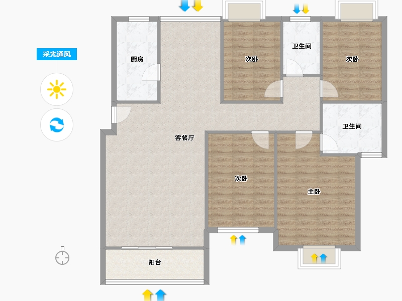 河南省-郑州市-滨河帝城-122.86-户型库-采光通风