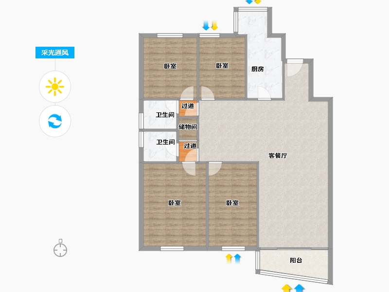 河北省-石家庄市-香榭苑-132.10-户型库-采光通风