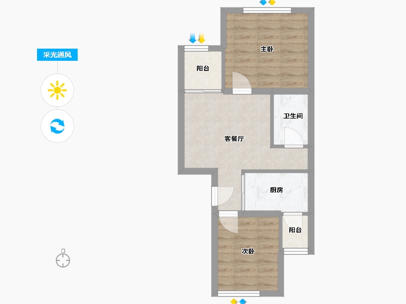 天津-天津市-盛世嘉园-44.51-户型库-采光通风