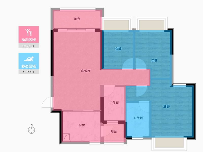 广东省-中山市-恒大御府-70.40-户型库-动静分区