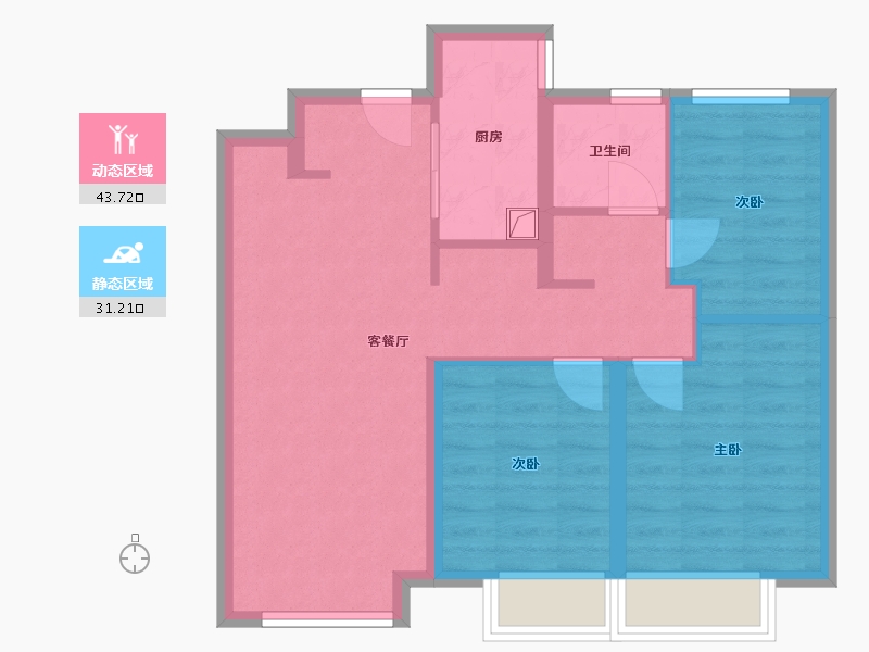 陕西省-西安市-绿城西安全运村-80.80-户型库-动静分区