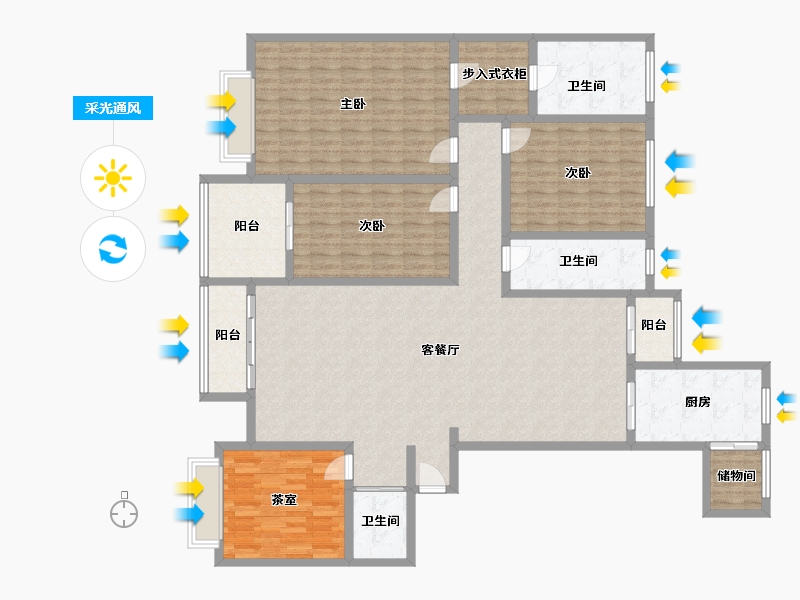 河北省-石家庄市-振二街南苑-186.40-户型库-采光通风