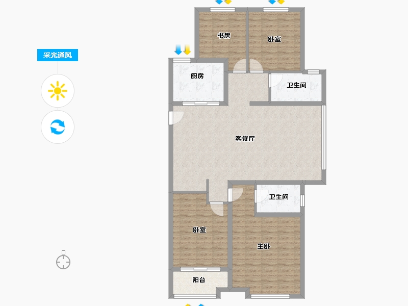 山东省-潍坊市-中海大观天下四期-117.60-户型库-采光通风