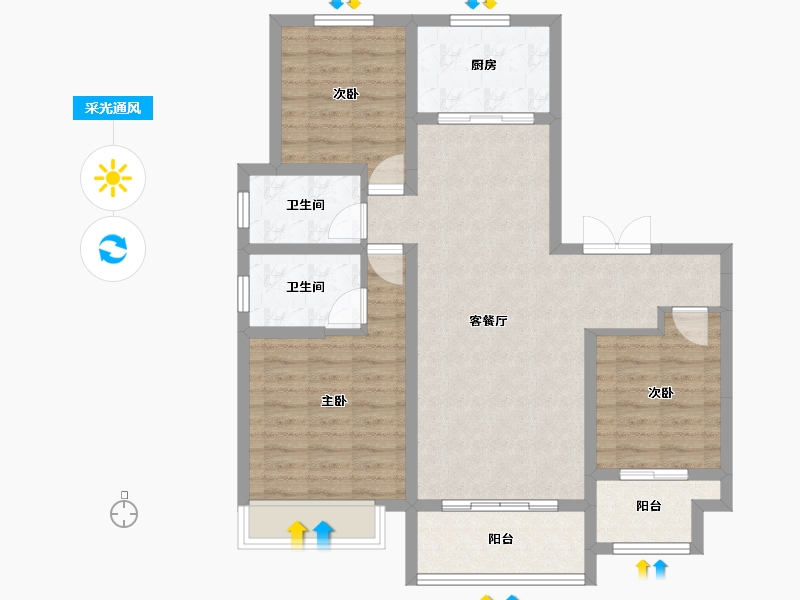 河南省-新乡市-建业城-95.08-户型库-采光通风