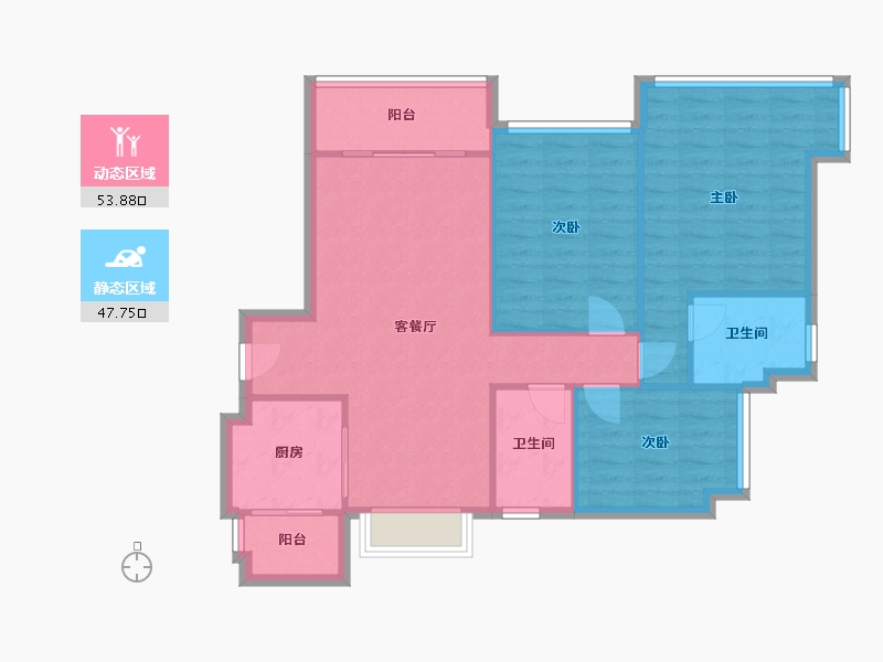 广东省-广州市-花语水岸-89.00-户型库-动静分区