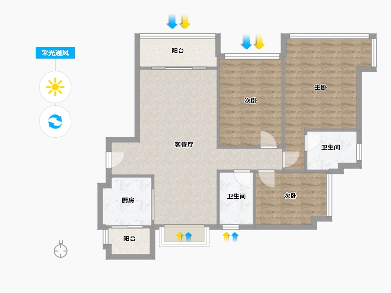 广东省-广州市-花语水岸-89.00-户型库-采光通风