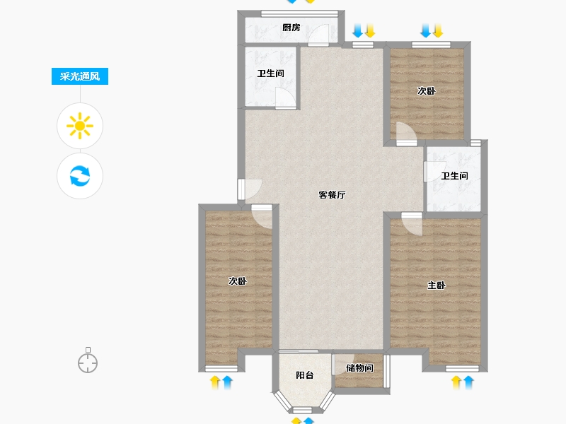 天津-天津市-第六大道大洋嘉园-113.04-户型库-采光通风