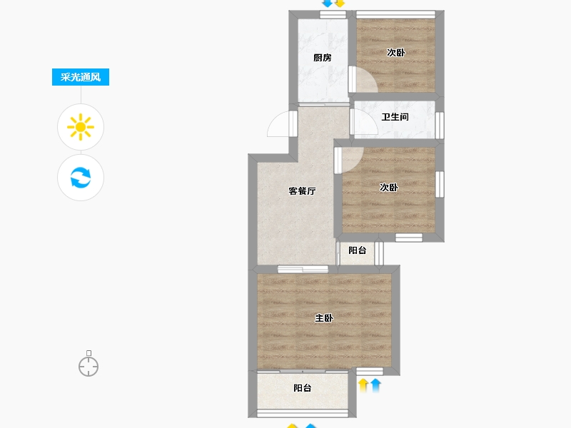 上海-上海市-东体小区-44.70-户型库-采光通风