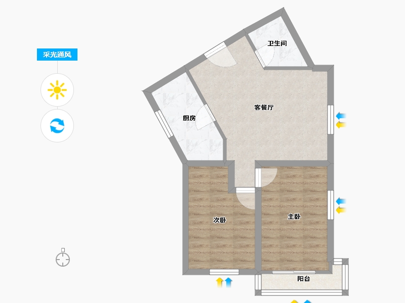 天津-天津市-宁月花园-56.34-户型库-采光通风