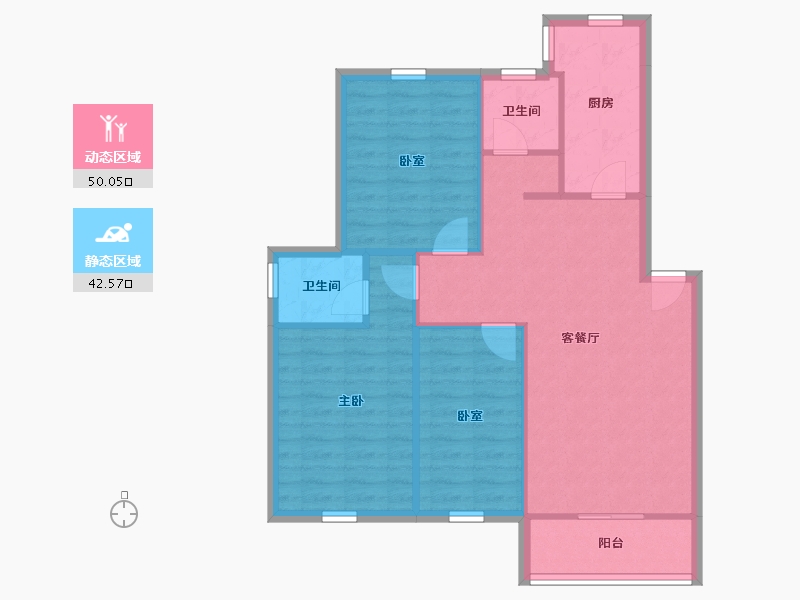 重庆-重庆市-姚江花园（江北区）-84.26-户型库-动静分区