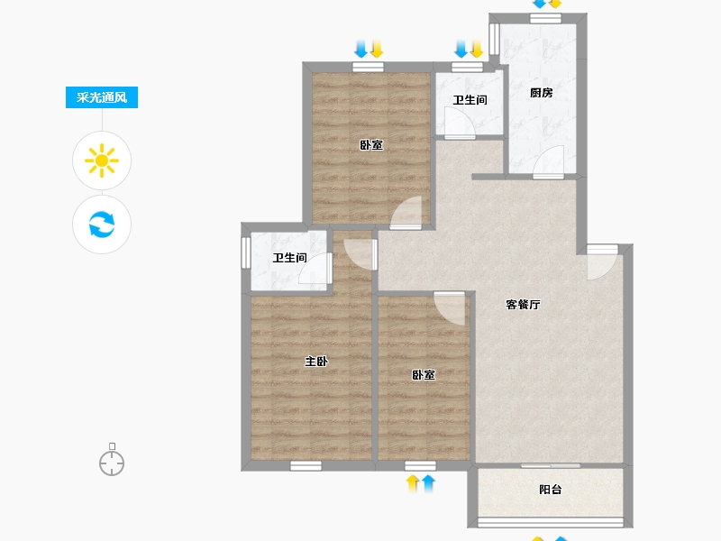 重庆-重庆市-姚江花园（江北区）-84.26-户型库-采光通风