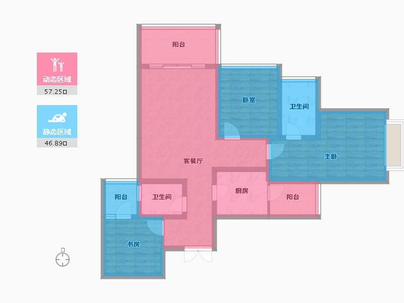 贵州省-贵阳市-中环国际-91.35-户型库-动静分区