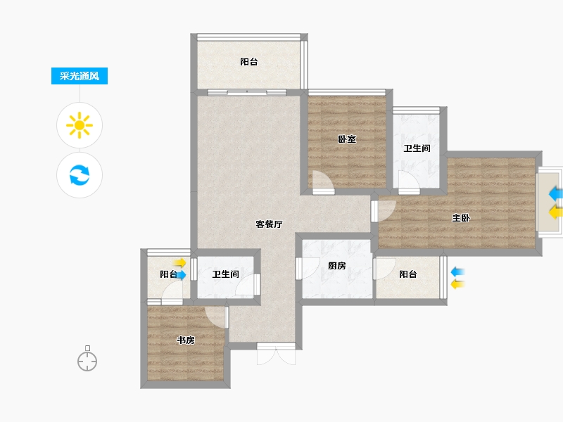 贵州省-贵阳市-中环国际-91.35-户型库-采光通风