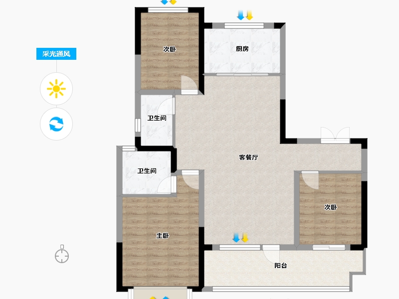 山东省-潍坊市-宏帆广场-104.00-户型库-采光通风