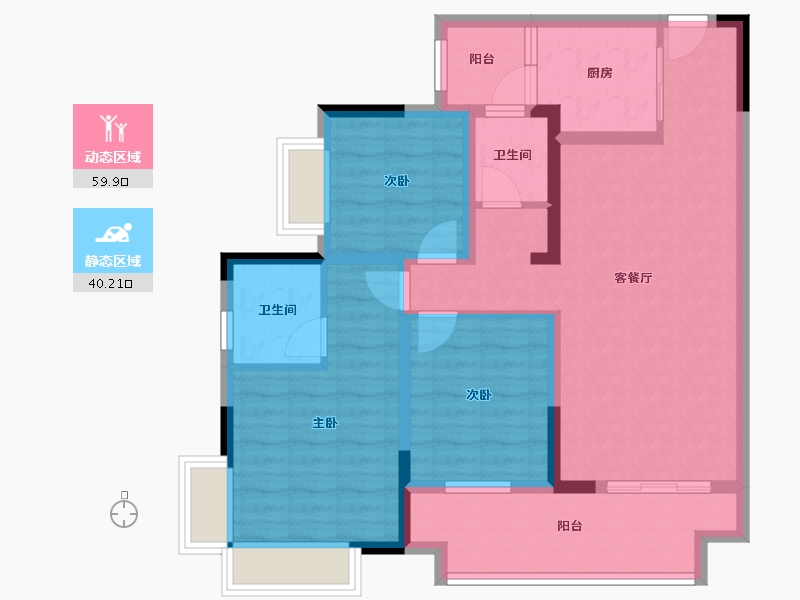 重庆-重庆市-华润公园九里-94.00-户型库-动静分区