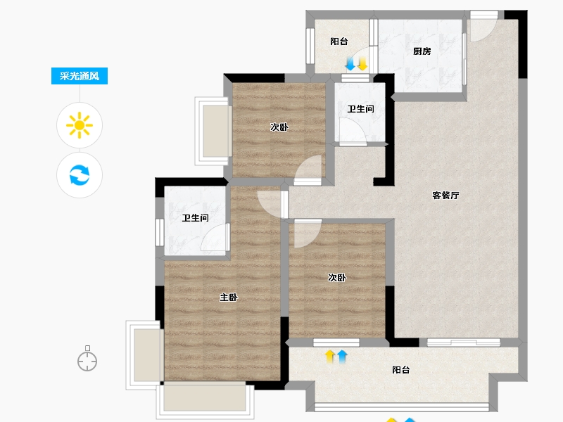 重庆-重庆市-华润公园九里-94.00-户型库-采光通风