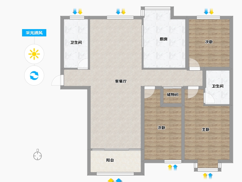 山东省-潍坊市-万福园-117.23-户型库-采光通风