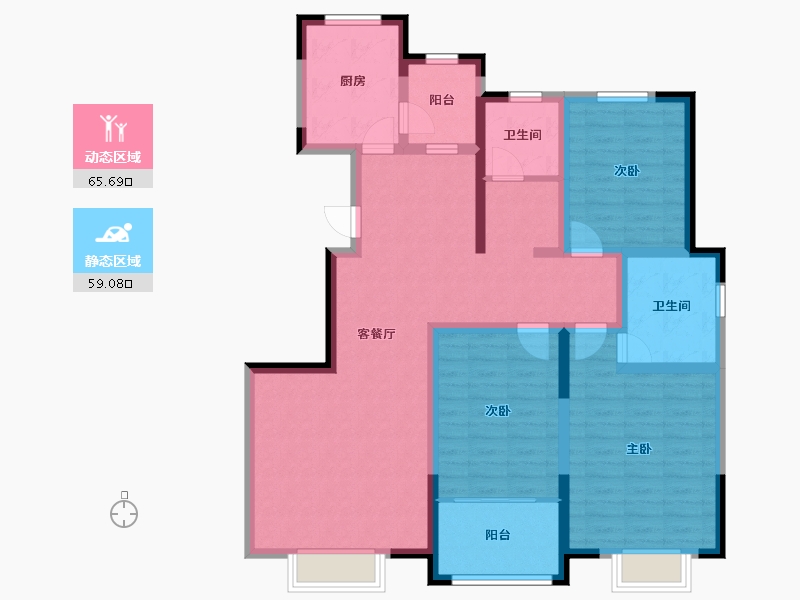 河南省-驻马店市-水岸花园小区-109.00-户型库-动静分区