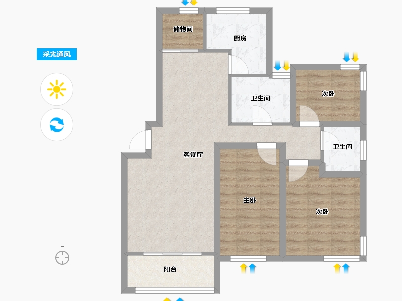 上海-上海市-东方知音苑-77.32-户型库-采光通风