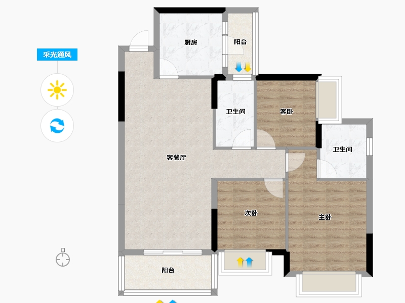 广东省-中山市-恒大御府-84.00-户型库-采光通风