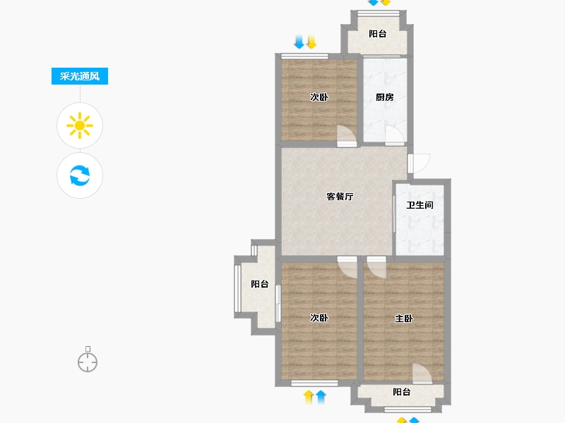 天津-天津市-书香园-83.48-户型库-采光通风