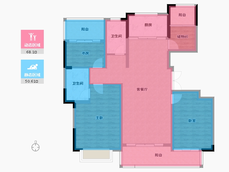 安徽省-池州市-太平鸟西湖家园-106.79-户型库-动静分区