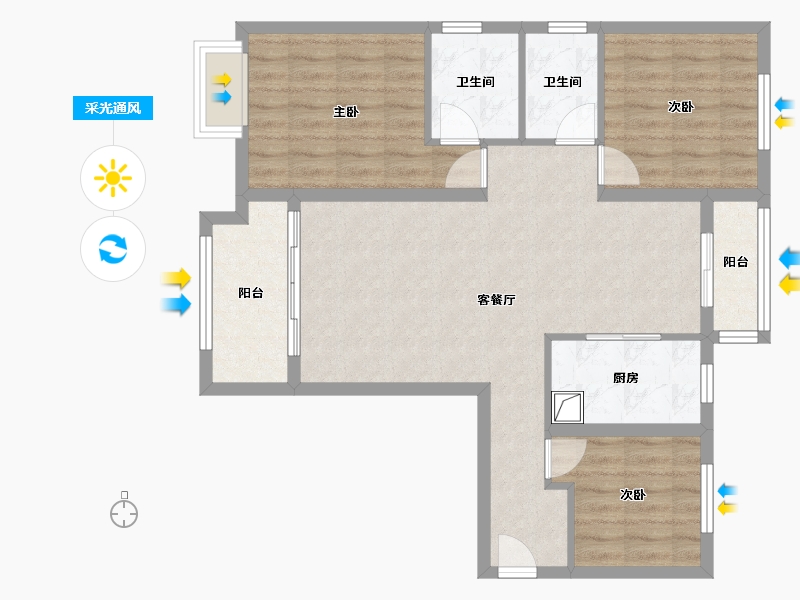 山西省-晋城市-锦天玉龙府-98.00-户型库-采光通风